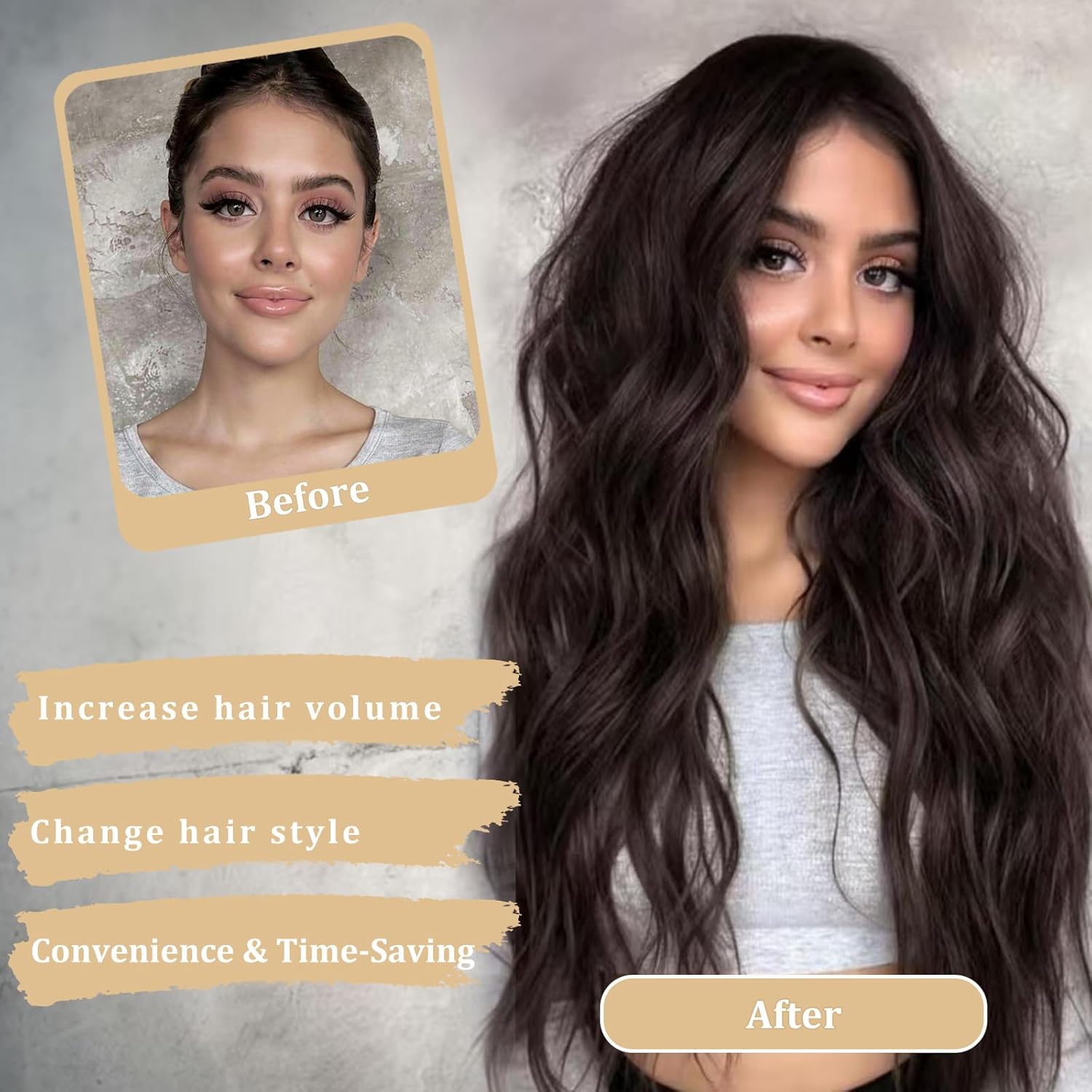 Dark Brown Wig for Women Long Wavy Brown Wig Middle Part 26 Inch Wigs Heat Resistant Synthetic Wig for Daily Use - Image 5