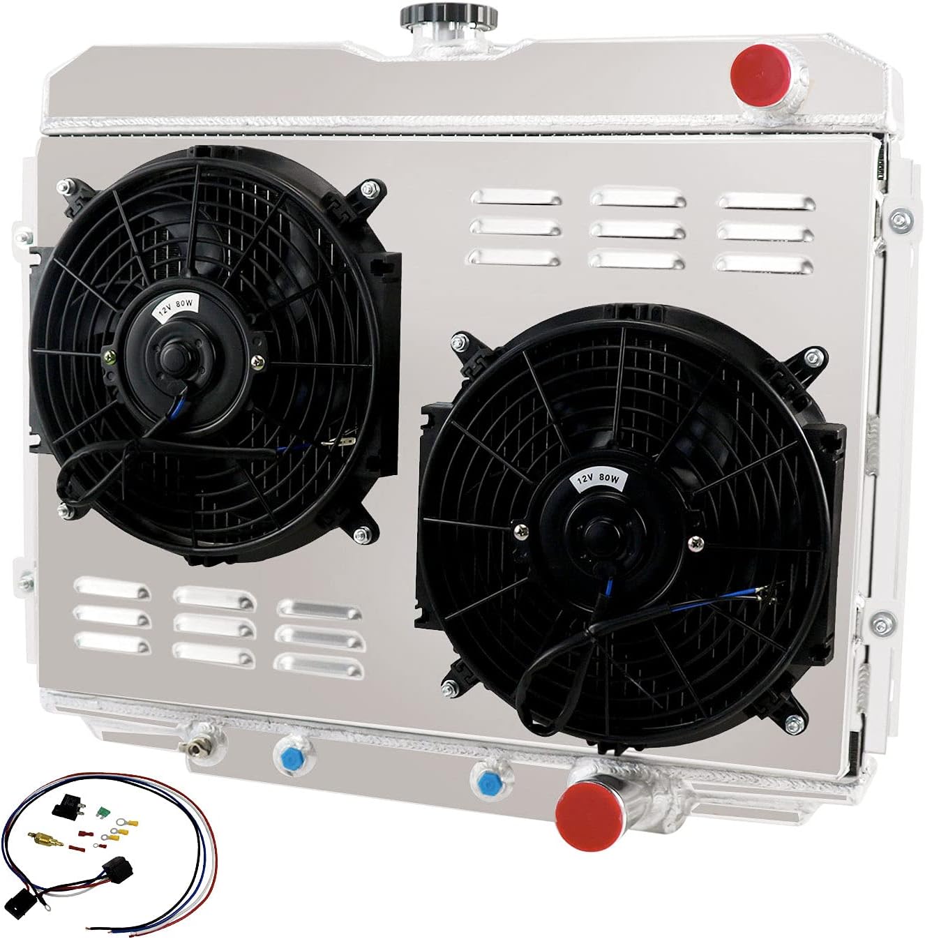 Full Aluminum Radiator For 1967-1970 1968 1969 Ford Mustang Fairlane Ranchero Mercury Cougar L6 V8 GAS 3 Rows Radiator+Shroud fan