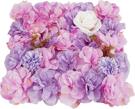 12Pcs Artificial Flower Wall Panel 3D Floral Backdrop Wall 15 X 15 Flower Panel Decor Flower Backdrop Faux Rose Panels for Party Home Background Decor, Pink