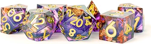 FanRoll de Metallic Dice Games Aether - Juego de dados DND de núcleo líquido de elixir abstracto, juego de rol para Dungeons and Dragons