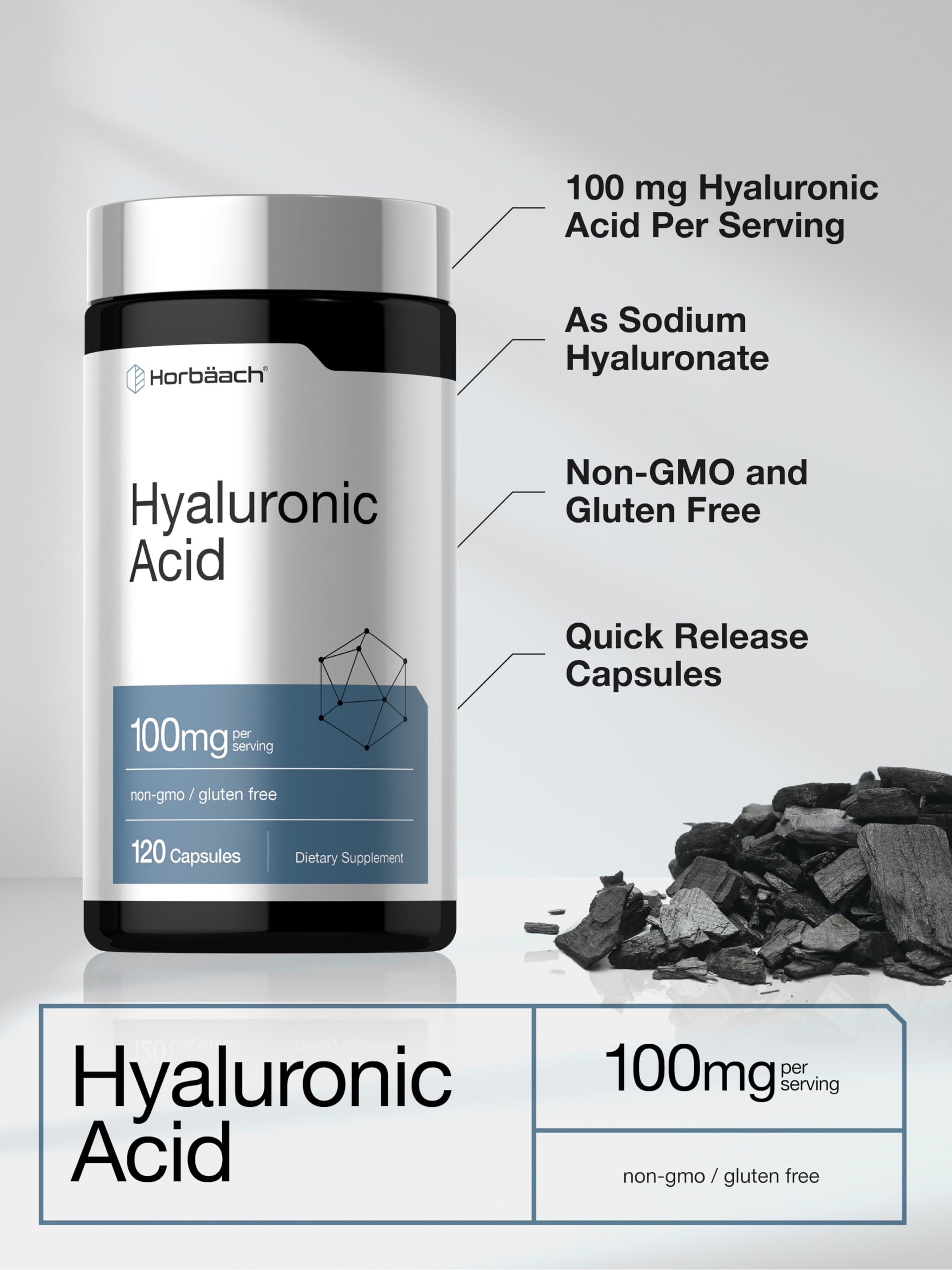 Horbäach Hyaluronic Acid Supplement | 100mg | 120 Capsules — Amazon image 4