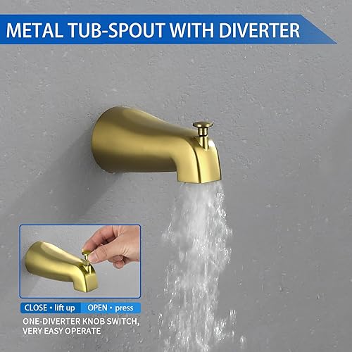 Miniatura 5 de Juego de grifo de ducha doble con boquilla de bañera y grifo de ducha, cabezal de ducha doble completo y sistema de ducha combinado de mano con