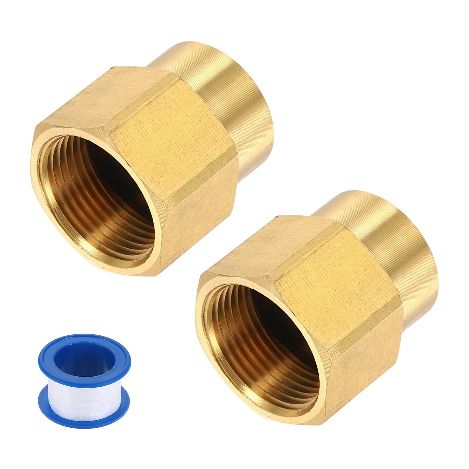 sourcing map 2Pcs Pressure Washer Adapter, M18 Female to M22 Female Quick Connect Fittings Brass Swivel Adapter with Sealant Tape for Pressure Power Washers Hose