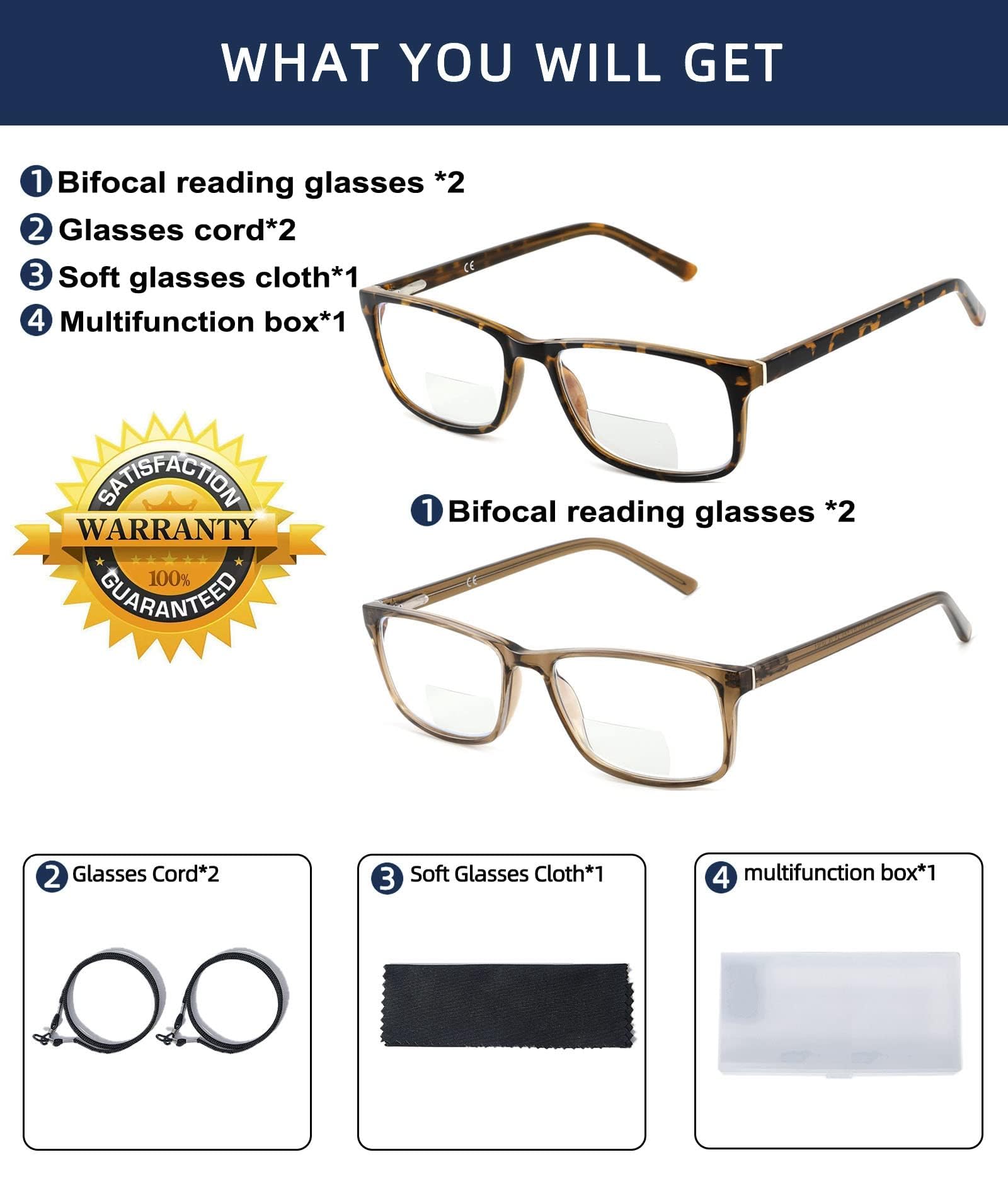Occhiali da lettura bifocali unisex, con parte superiore trasparente, bloccano la luce blu, per lettori del computer, ampia montatura completa