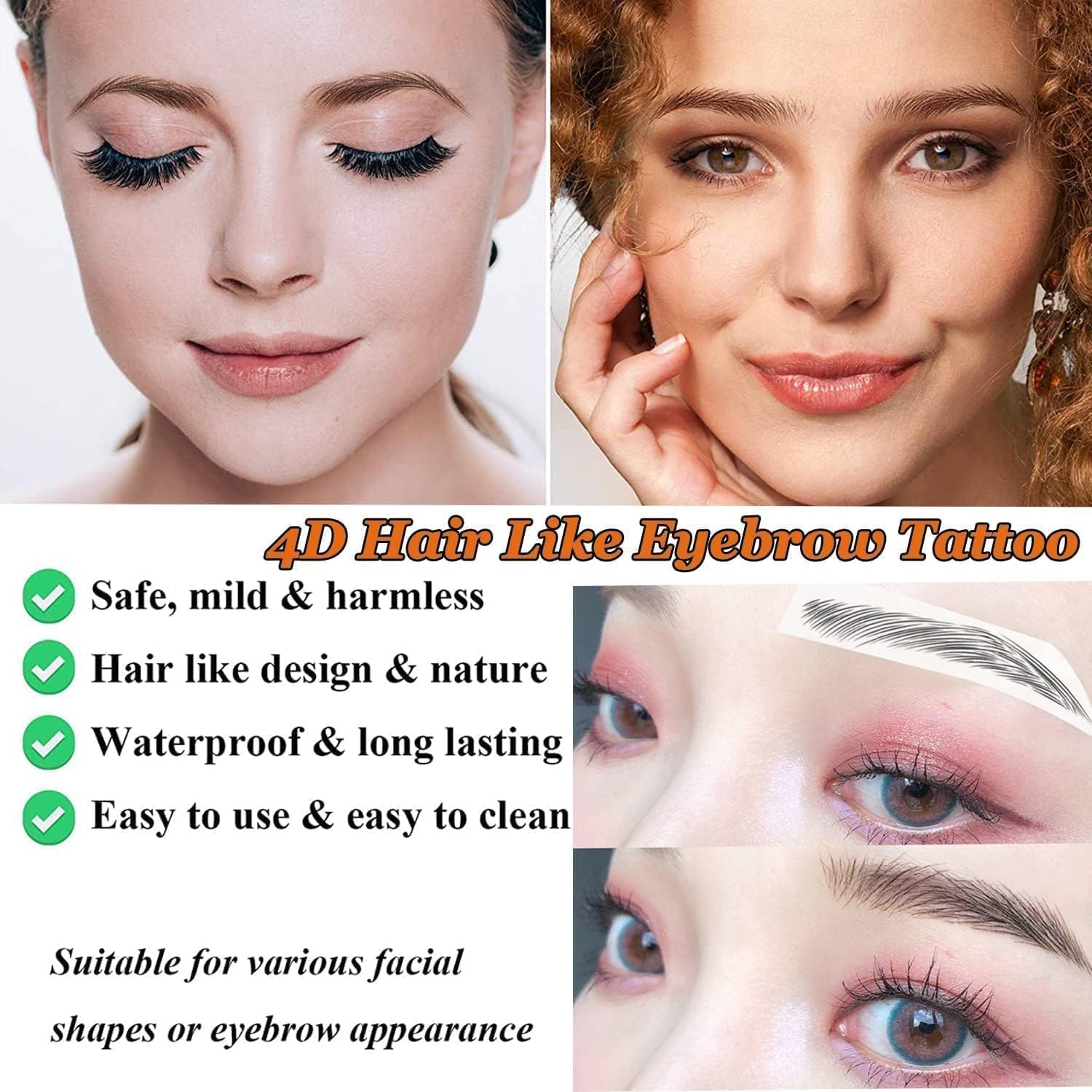 77 works 4D Hair-Like Eyebrow Tattoo Stickers Waterproof Natural Fake Stickers - Image 4