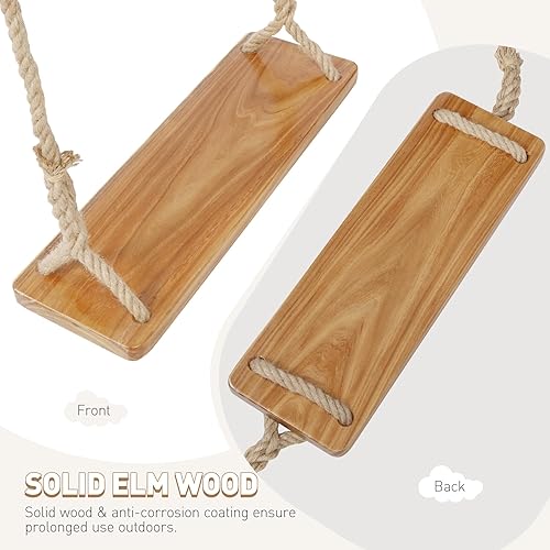 Miniatura 4 de RedSwing Columpio de madera para árbol, juego de columpios colgantes de árbol de 24 x 8 x 1.2 pulgadas para adultos, capacidad de carga de 500