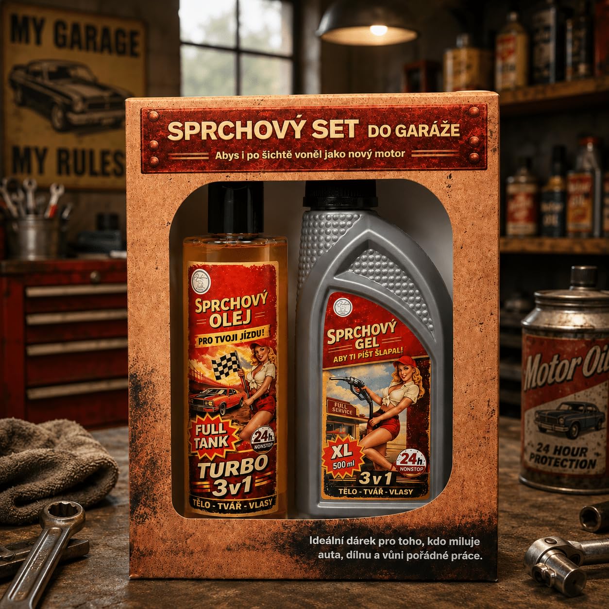 Bohemia Gifts Retro Industrial Red Shower Set