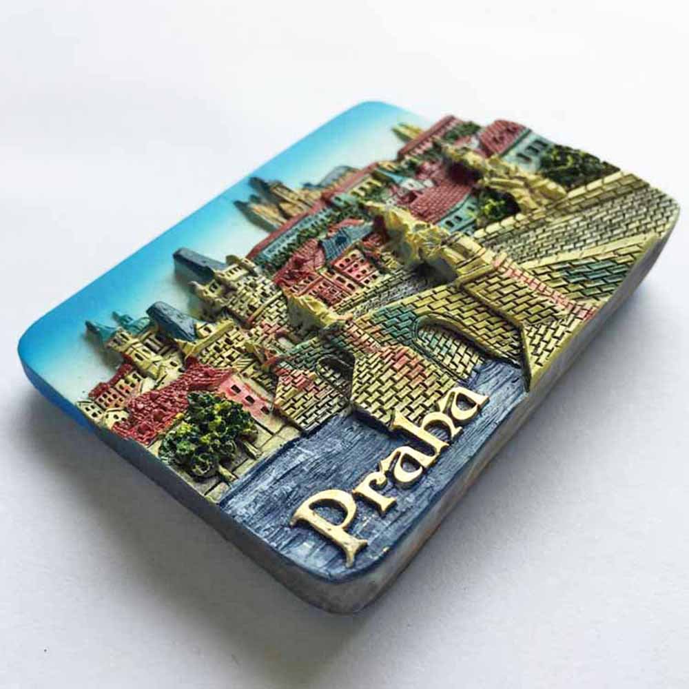 Calamita Da Frigorifero 3D Praga Repubblica Ceca, Souvenir Di Viaggio Fatto A Mano In Resina, Dimensioni 5x7 Cm. Regalo Originale Per Decorare Casa E Ufficio.