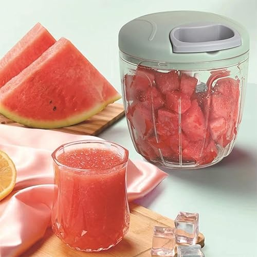 Miniatura 3 de Picadora manual extra grande de alimentos de 30.4 fl oz, picadora de verduras, picadora de ajo, procesador de alimentos manual con 5 cuchillas