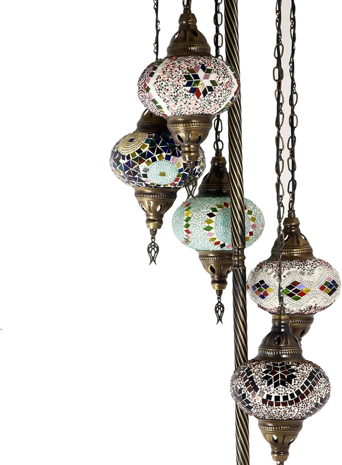 5 Big Globes Turkish Moroccan Mosaic Floor Lamp Light, Bohemian Boho Tiffany Mosaic Floor Lamp with UK Plug & Socket,Bulb Included
