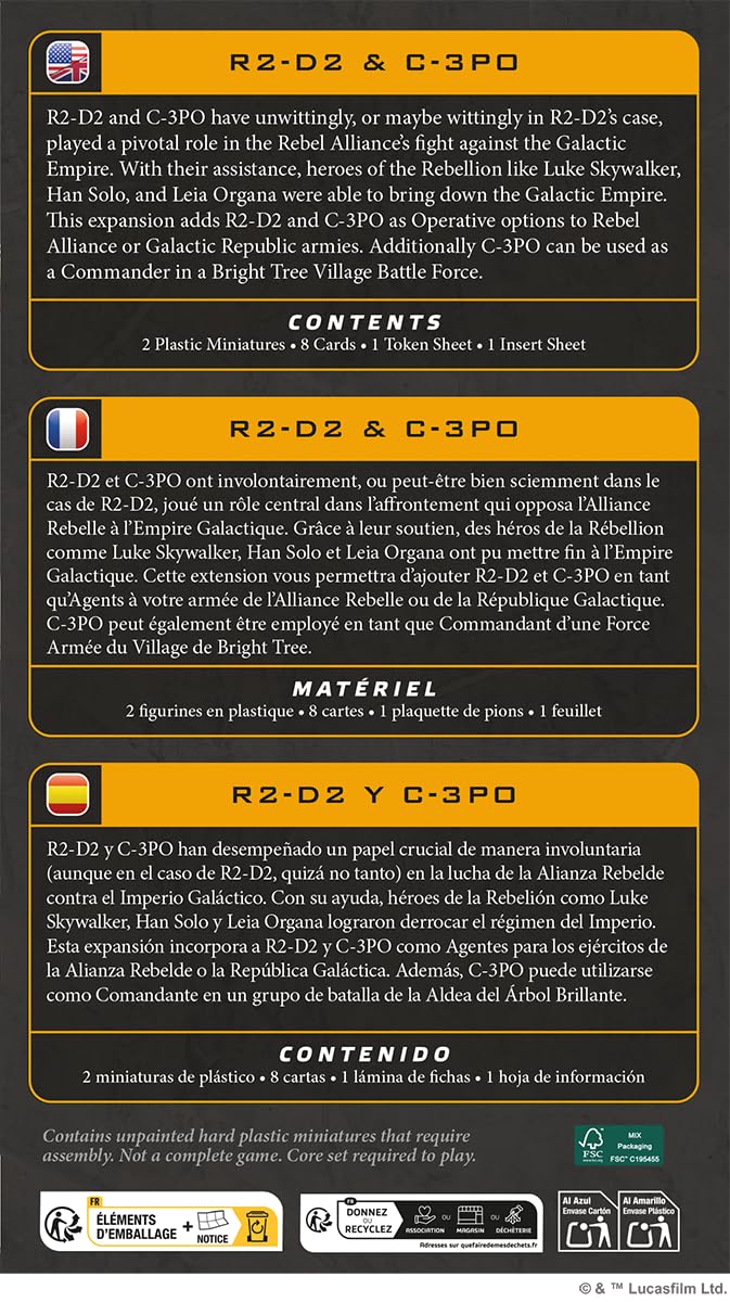 Asmodee - Star Wars™: LÉGION - R2-D2 & C-3PO - AMG - Extension Figurine