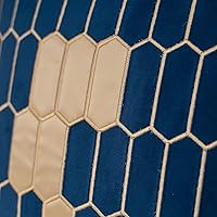 Vista 4 de Funda de almohada lumbar de terciopelo a cuadros geométricos de 12 x 20 pulgadas, funda de almohada decorativa moderna rectangular de cuero bordado