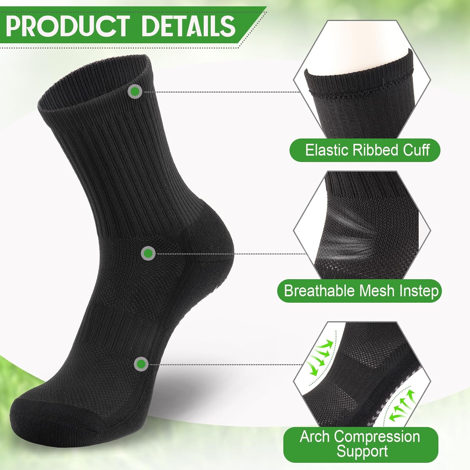 2/4 Pairs Mens Soccer Socks with Grips Cushioned Anti Slip Football Basketball Sports Socks - Image 4