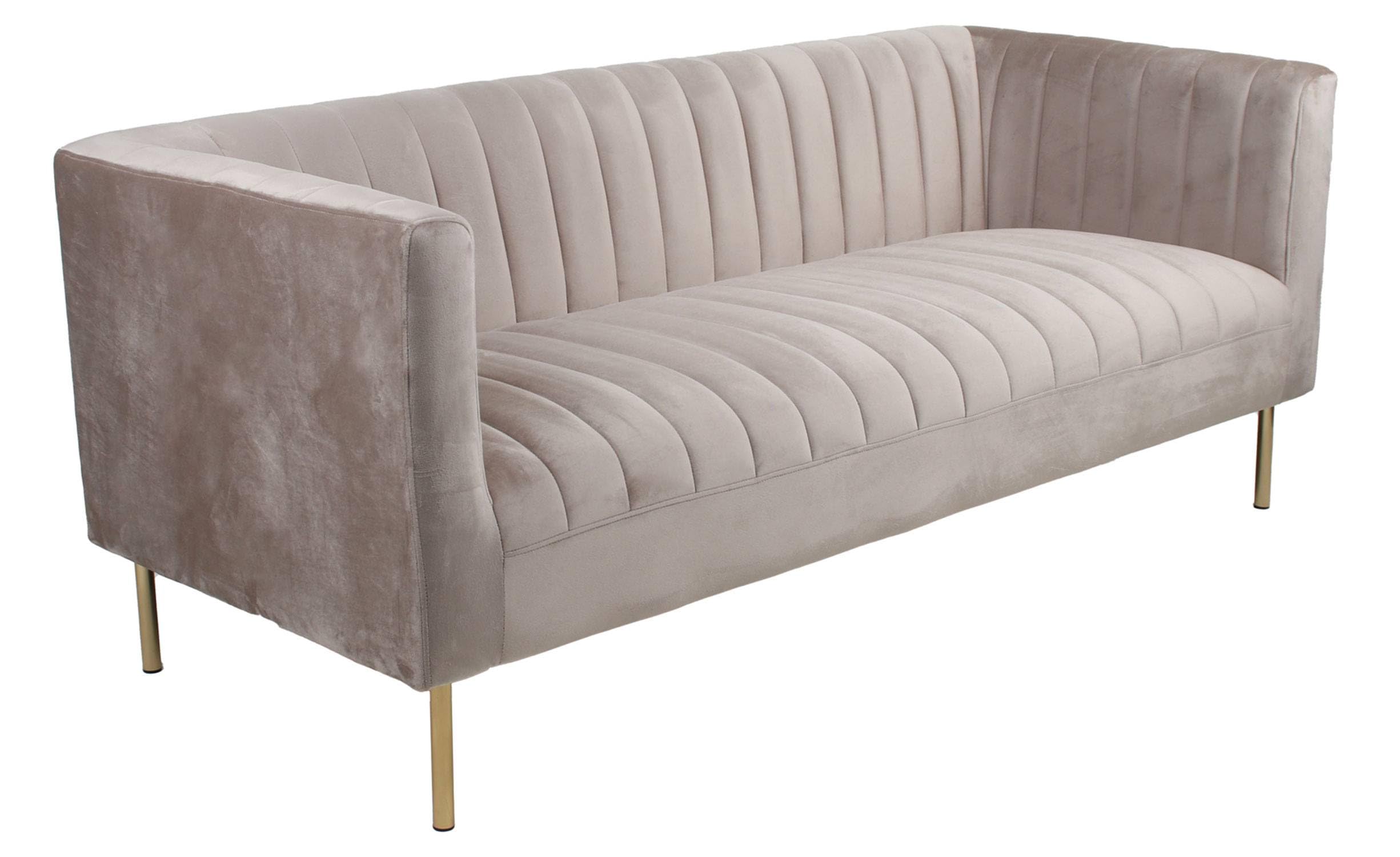 Menzzo Canapé 3 Places Sacramento – Velours Taupe côtelé, Design Moderne à Coutures Verticales, canapé Droit Confortable pour Salon et séjour
