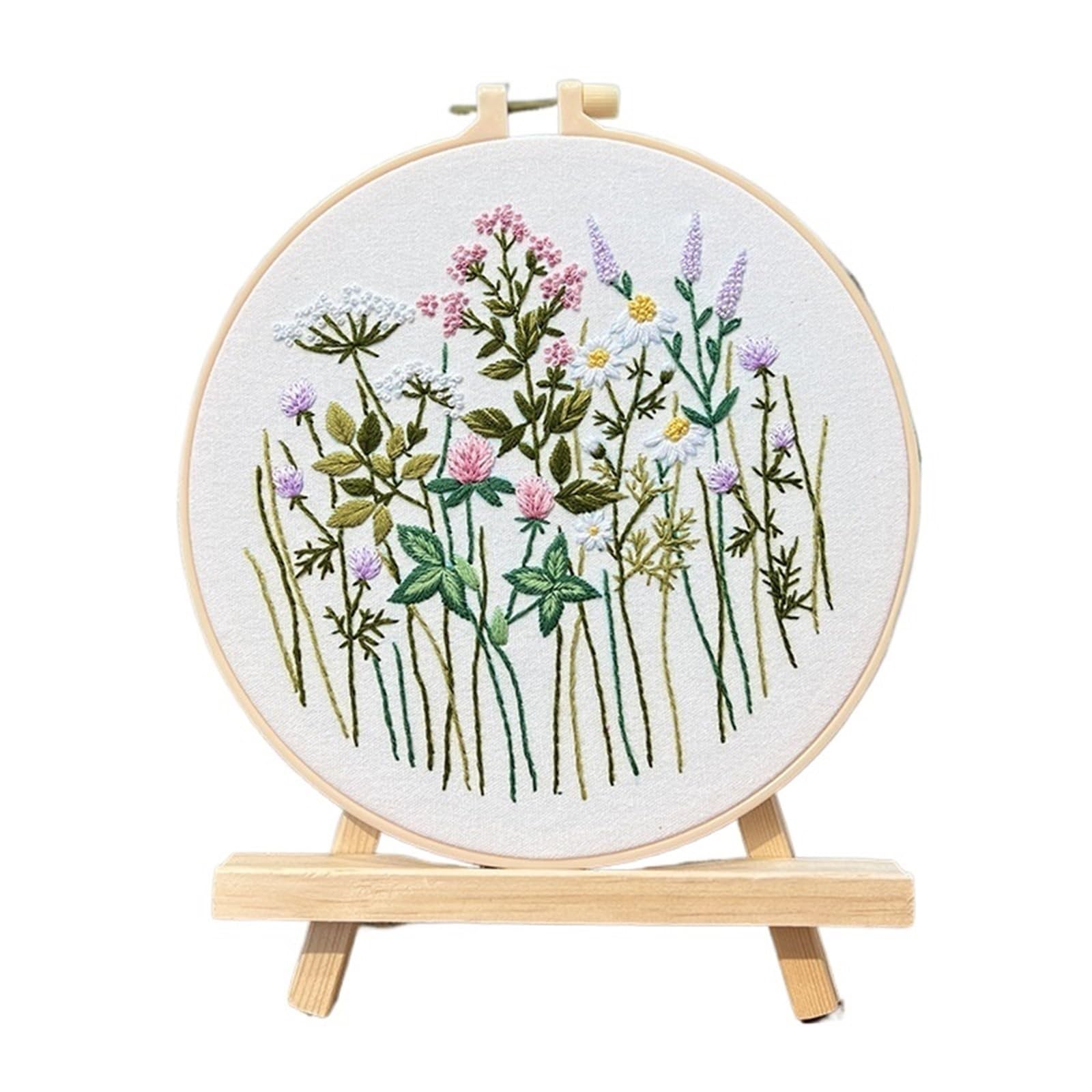 uoXHFdh Embroidery Kit， Mbroidery Kit for Beginners Adults, Beginner(Color 10,with Hoop(Plastic))