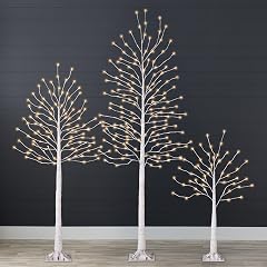 Best Choice Products 4ft 6ft and 8ft Lighted Birch Tree 3Pk w LED Lights 12 Color Options w