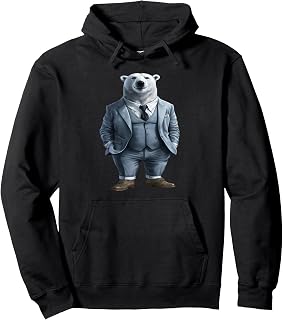 Polar Bear Men Woman Polar Bear In Suit Polar Bear Pullover Hoodie