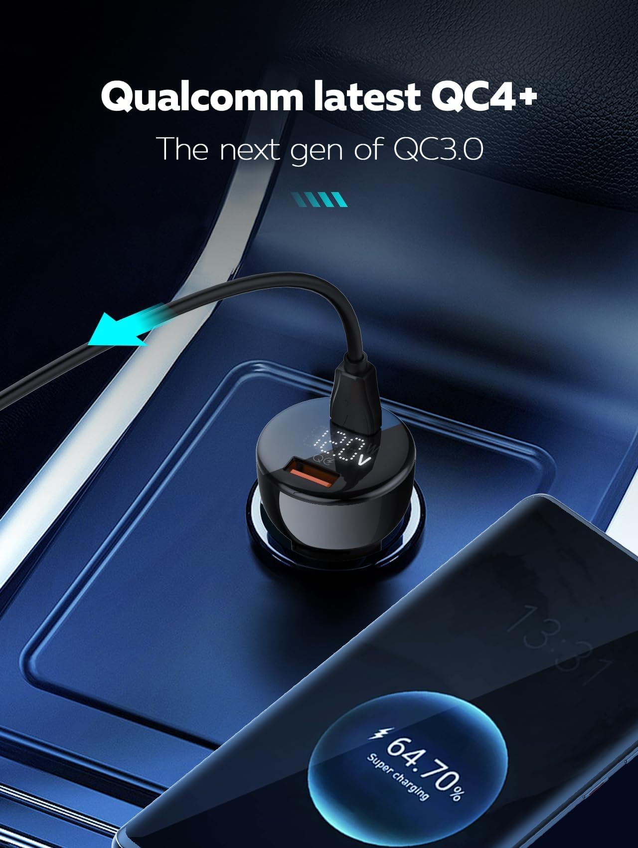 LDNIO C101 100 W Podwójna ładowarka samochodowa USB, z kablem typu C do typu C - czarna