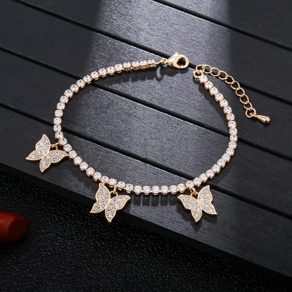 WZGWDC Pulsera Mujer Pulseras Niñas Regalo Joyería Lujo Cubic Zirconia Tenis para Cz Mariposa Regalos Nuevos Accesorios De Joyería