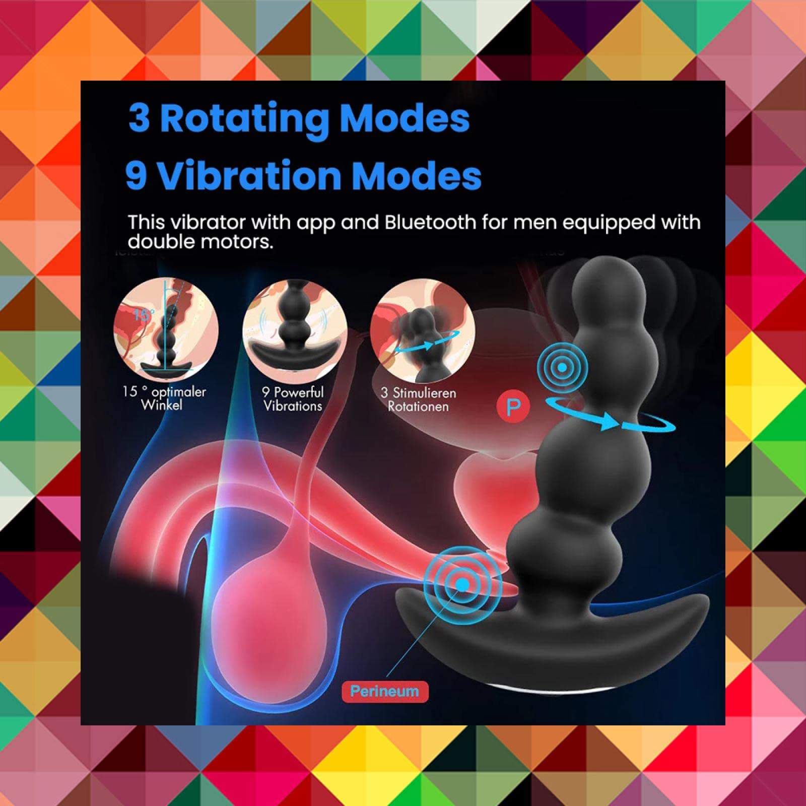 Dona Vibratori App Vibratori anali Massaggiatore prostatico maschile Vibratore plug anale 360 ​​Rotazione Dildo Vibratori Giocattoli sessuali per uomini Stimolatore prostatico