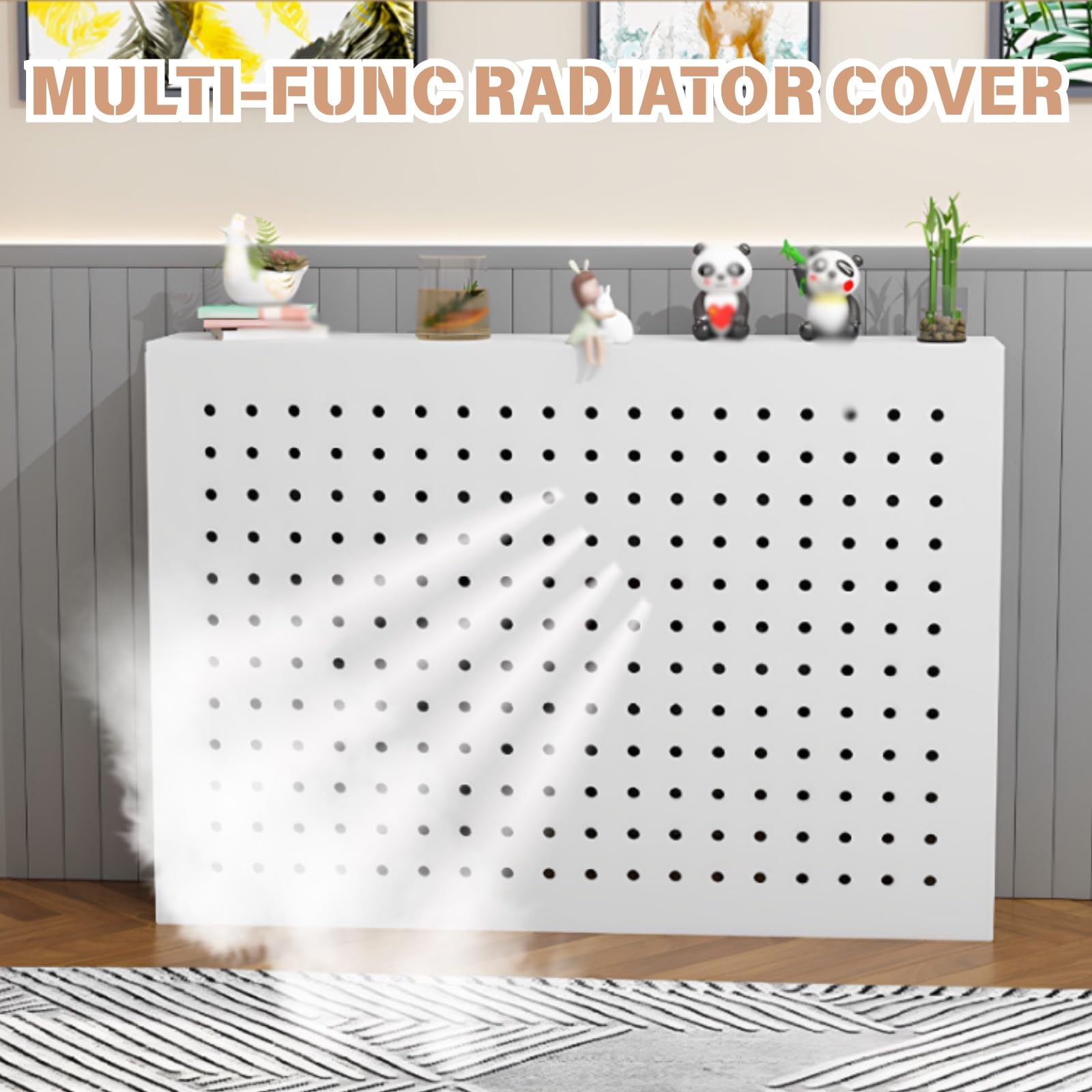 Copri Radiatore Moderno E Copritermosifone | Armadio Riscaldante E Copricalorifero A Griglia | Copri Mensola Decorativo In Legno for Casa, Soggiorno, Bagno(Nero,70Lx70Hx20W cm)