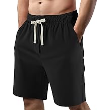REDESS Mens Shorts Casual Elastic Waist Drawstring with Pockets Lightweight Hiking Shorts Summer Beach Shorts Quick Dry Sports Shorts Outdoor Black