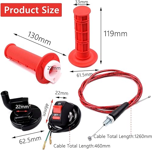 Miniatura 5 de Kit de cable de agarre con mango de escombros suaves de 78 pulgadas y 0.866 in para 50cc 90cc 110cc 125cc 4-Stroke SSR Coolster Apollo CRF50 Roketa