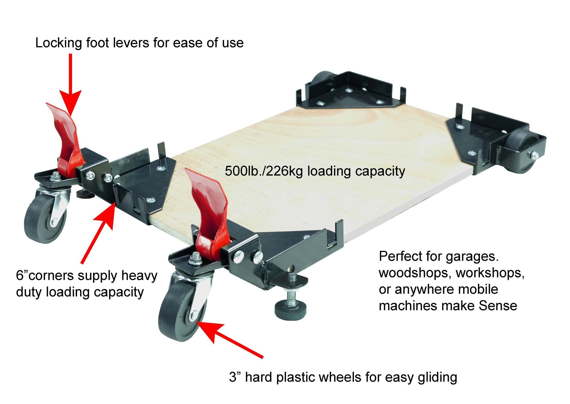 Heavy-Duty Mobile Base - 500lb Capacity -3