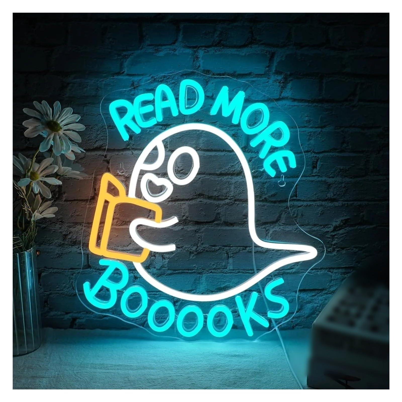 Decoración Lámparas Leer Más Letrero De Neón LED Boooooks Ghost