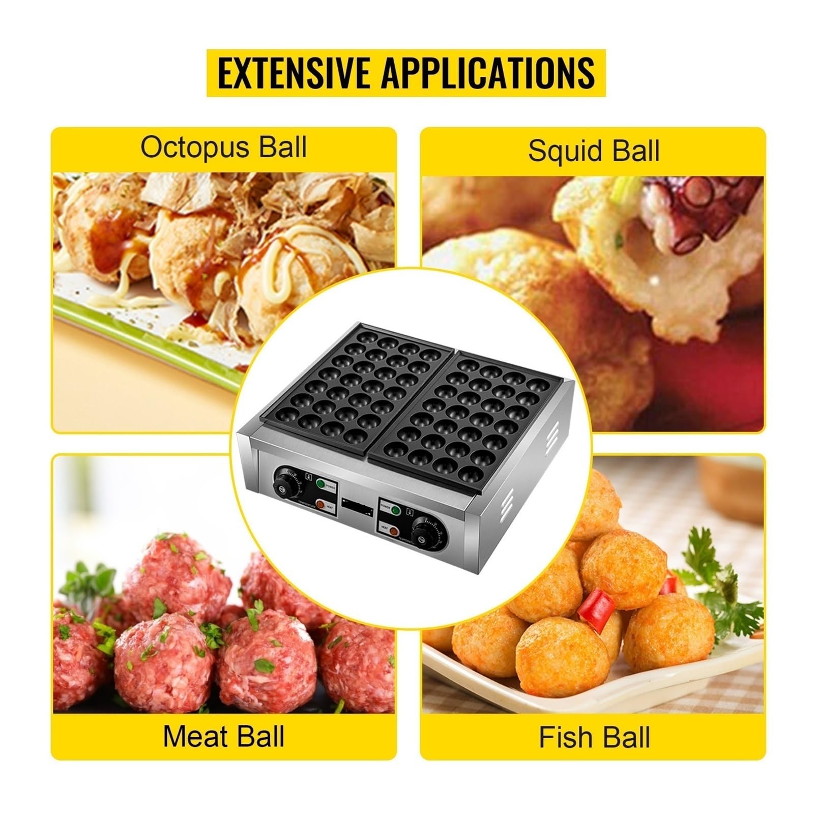 Elektrische kommerzielle Octopus Fish Ball Takoyaki Maker Doppelte Backform Maschine Antihaft-Grill