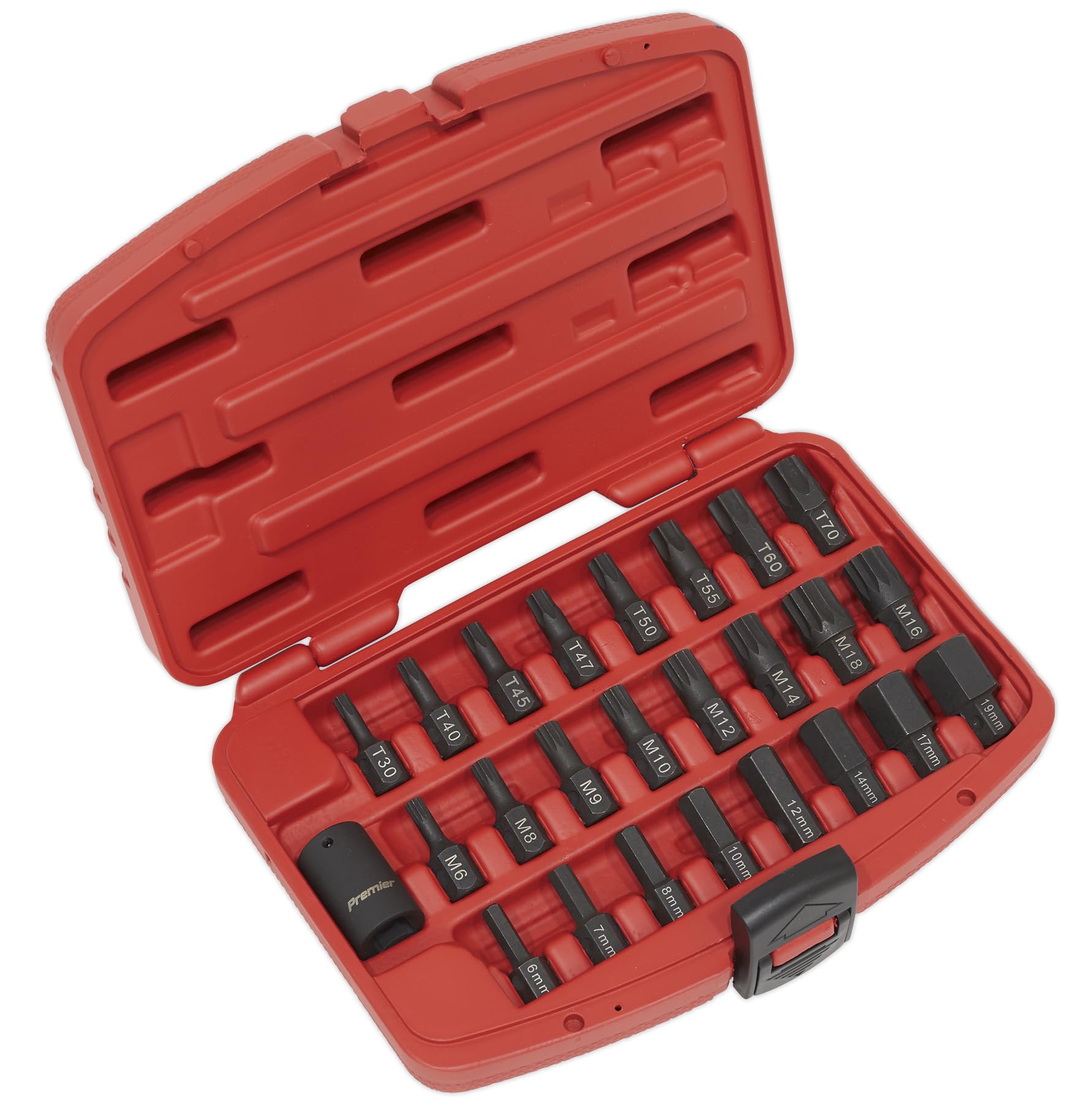 Sealey Impact TRX-Star Hex Spline Bit Set 25 Pieces 1/2"" Square Drive AK5612
