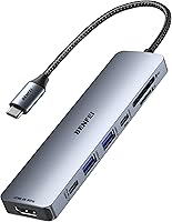 Vista 8 de BENFEI Hub USB C 7 en 1 con HDMI (4K @60 Hz), 2 USB-A, 1 USB-C Datos, carga de 100 W, lector de tarjetas SD/TF, cable de silicona sin enredos