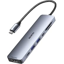 BENFEI 7-in-1 USB C Hub with HDMI(4K@60Hz), 2 USB-A, 1 USB-C Data, 100W Charge, SD/TF Card Reader, Silicone Tangle-Free Cable Compatible with MacBook Pro/Air, iPad Pro, iMac, iPhone 15 Pro/Pro Max