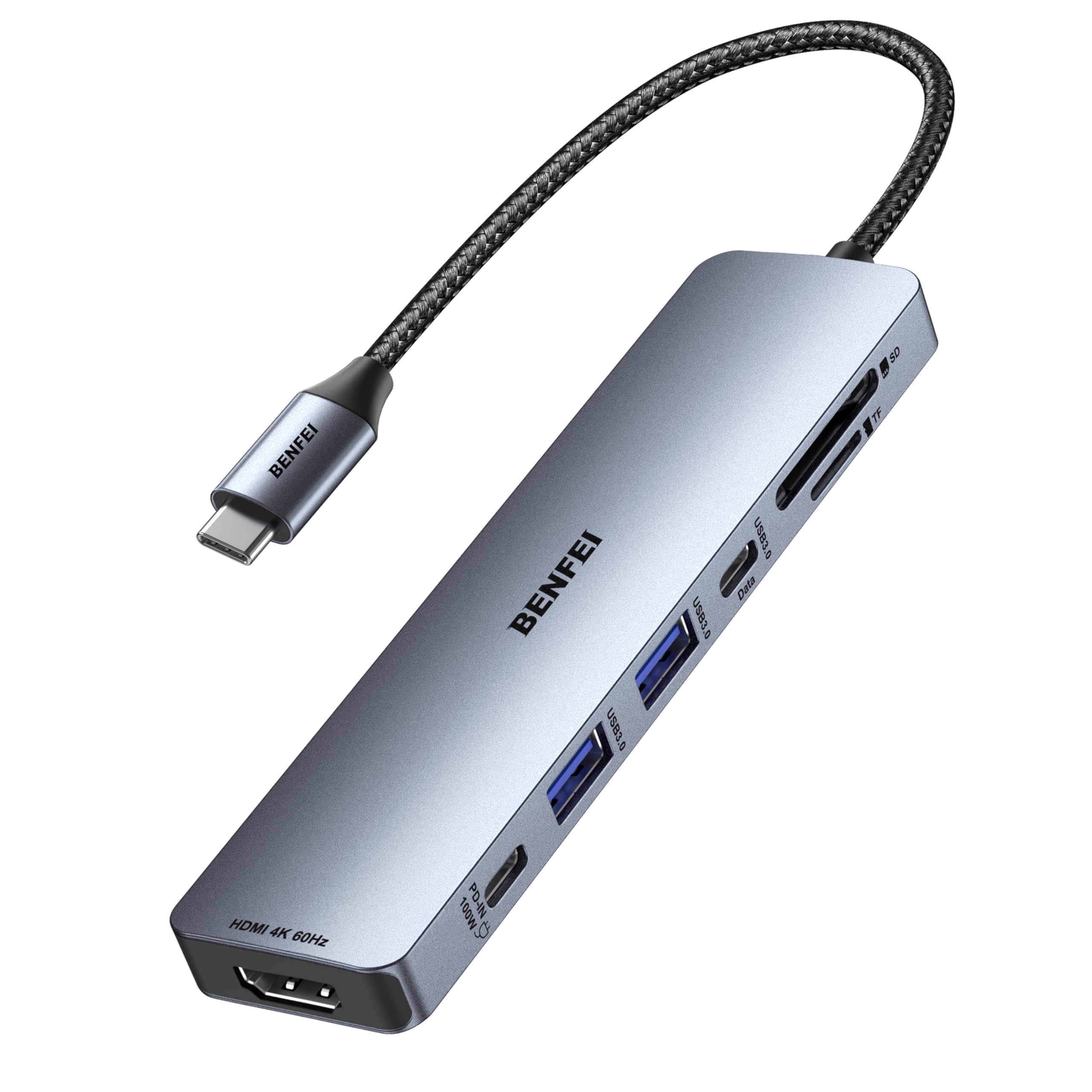 USB-C ハブ 8K HDMI, 100W充電, USBデータポート x4 Amazon | BENFEI 7-in-1 USB-Cハブ（HDMI 4K@60Hz、USB-A×2、USB
