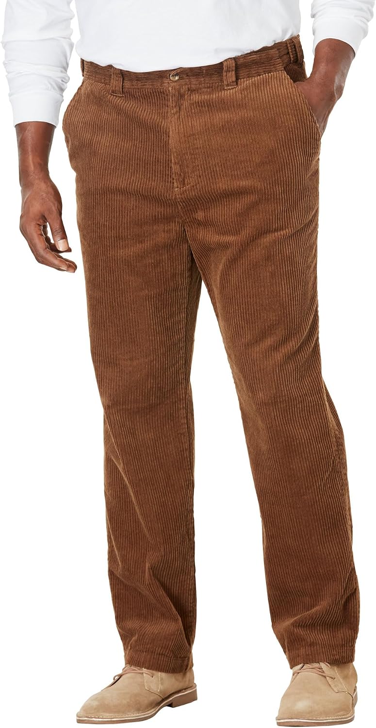 KingSize Men's Big & Tall Six-Wale Corduroy Plain Front Pants