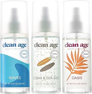 Aluminum Free Deodorant & Body Spray for Whole Body - 3 Pack 4oz ea - Coastal Vibes (Cedar, Oasis and Waves) - Clean Deodorant and Body Spray for Teen Boys and Girls