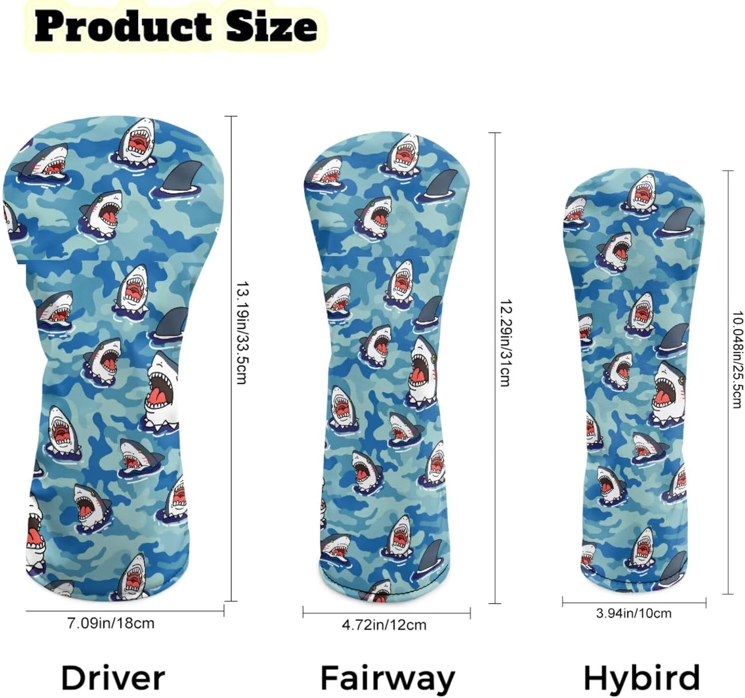 Rnyleeg Funny Golf Head Cover Kids Driver Head Covers Boys Mens 3/5 Wood Headcover PU Leather Hybird Covers for Golf Clubs