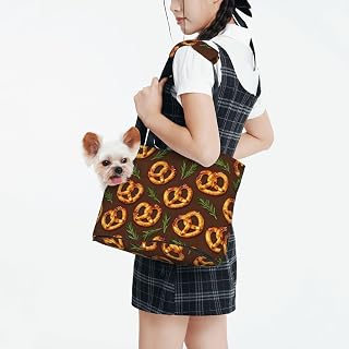 Dog Purse Carrier for Small Dogs Under 10 Kg, Cute Pita Bread Rosemary Sprigs Collapsible Dog Carrier with Pockets Purse Rabbit Cat Puppies Tote Bag for Outing Travel Shopping