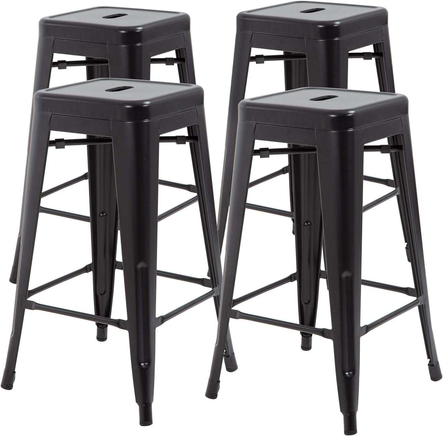 Vnewone 30 Inches Metal Bar Stools Set of 4 Counter Height Barstools Stackable Metal Chairs High Backless Dining Stool Bar Chair for Indoor Outdoor Patio Home Kitchen Black : Patio, Lawn & Garden