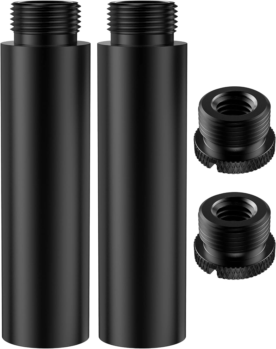 InnoGear Mic Stand Extension Tube 2 Pcs 5/8" Thread Microphone Extender Kit | Alumium Construction, Easy to Attach, Come with Adapters, Extend a Mic Stand, Extended Reach, Work with Desk Stands