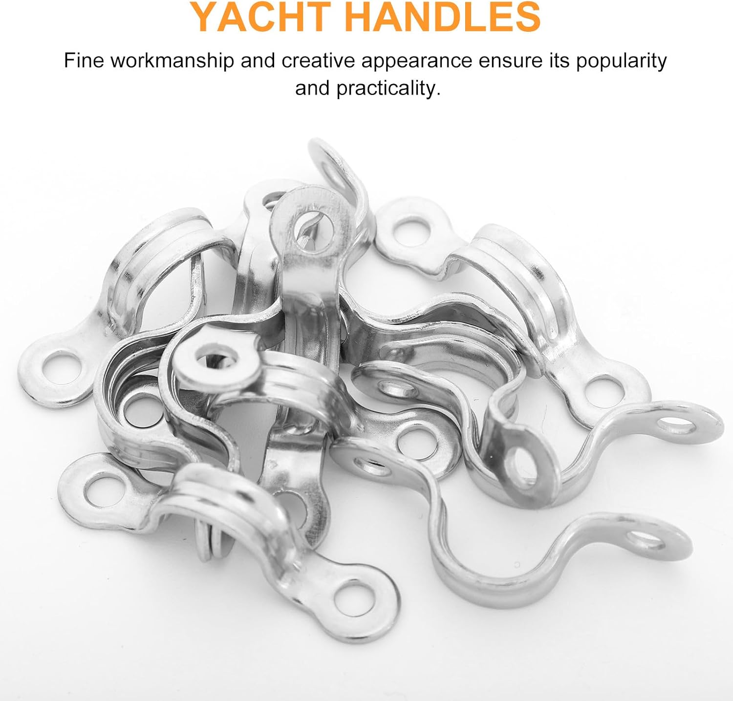 12pcs Kayak Fixing Rings Stainless Steel U-Shaped Yacht Handles Boat Pad Eyes Kayak Hardware Accessories for Water Sports