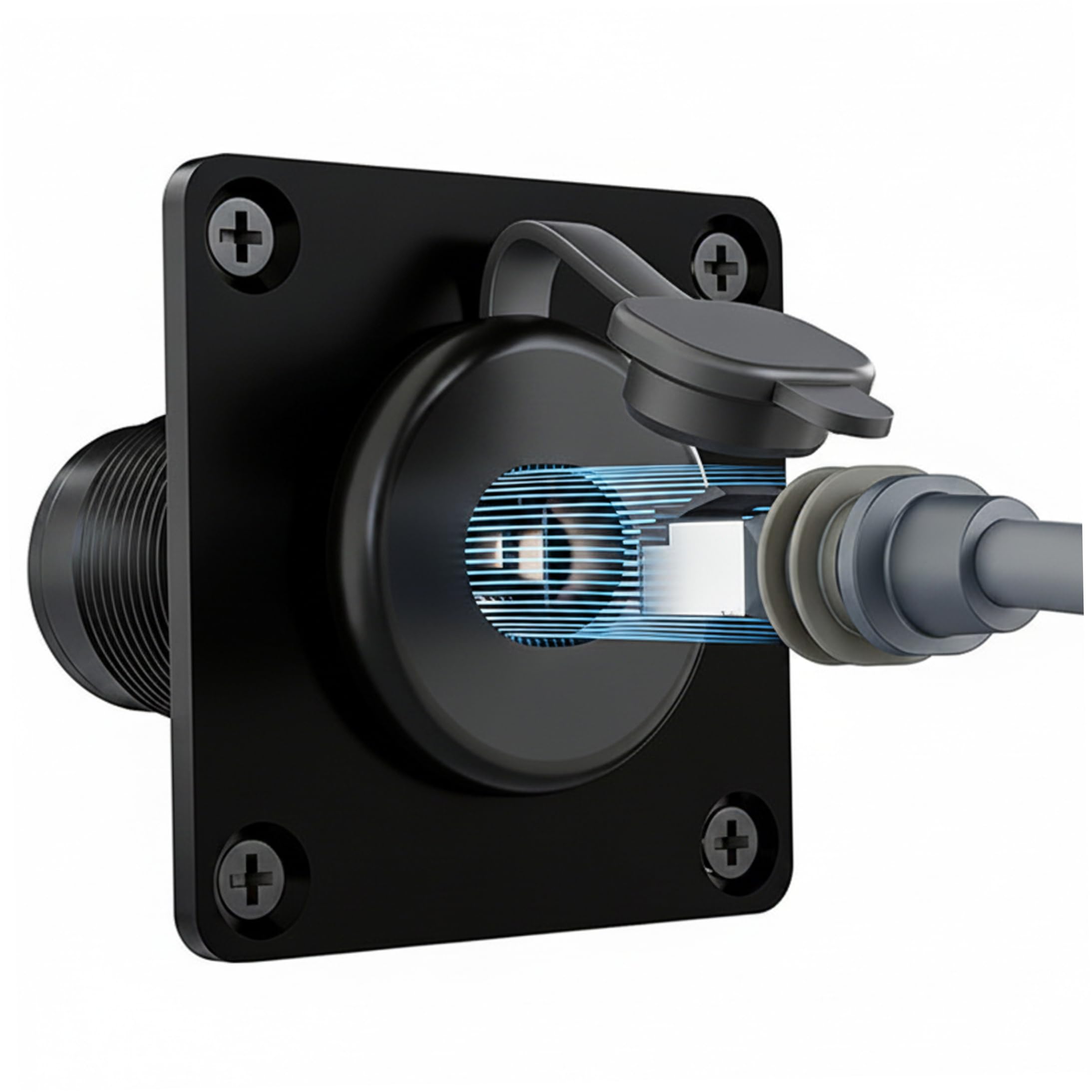 Adaptador RJ45 inteligente IP68 contra la lluvia: conexión externa de aluminio CNC para RV