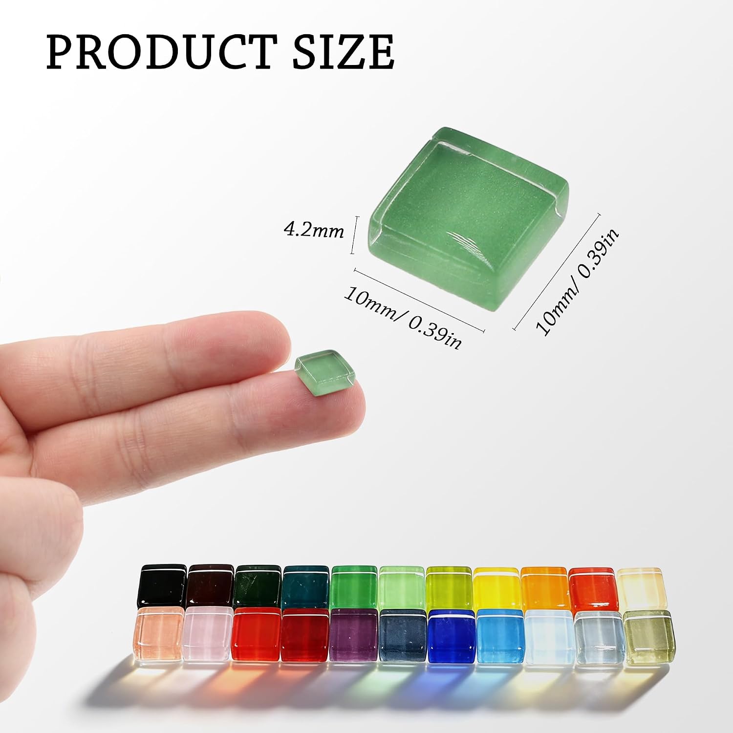 550pcs Glass Mosaic Tiles, 10mm Colorful Square Mosaic Glass Pieces, Transparent Mosaic Tiles Supplies for Picture DIY Home Decoration, Art Crafts