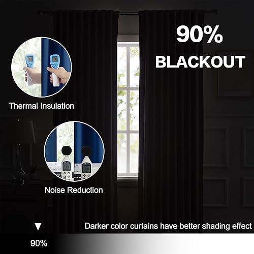 Miniatura 6 de DUALIFE - Cortinas blackout con aislamiento térmico, trabillas traseras y bolsillo para cortinero, 2 paneles para ventana de habitación y sala de