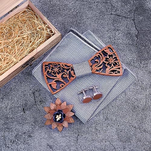 Corbata de madera tallada para hombre, artesanal negra miniatura 3