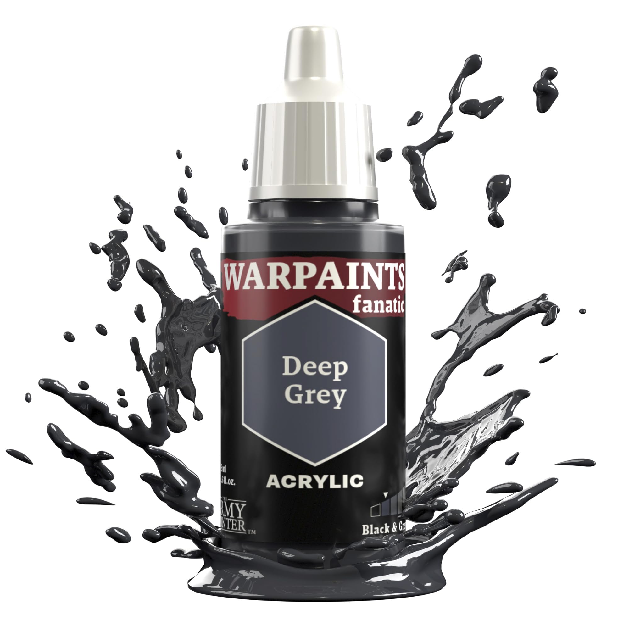 The Army Painter, Warpaints Fanatic Deep Grey Single Acrylics, Miniature Hobby Painting, Quality Paint for Miniature Wargaming