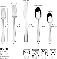 Vista 4 de Mikasa Barrett 18/10 - Juego de cubertería de acero inoxidable de 45 piezas, servicio para 8