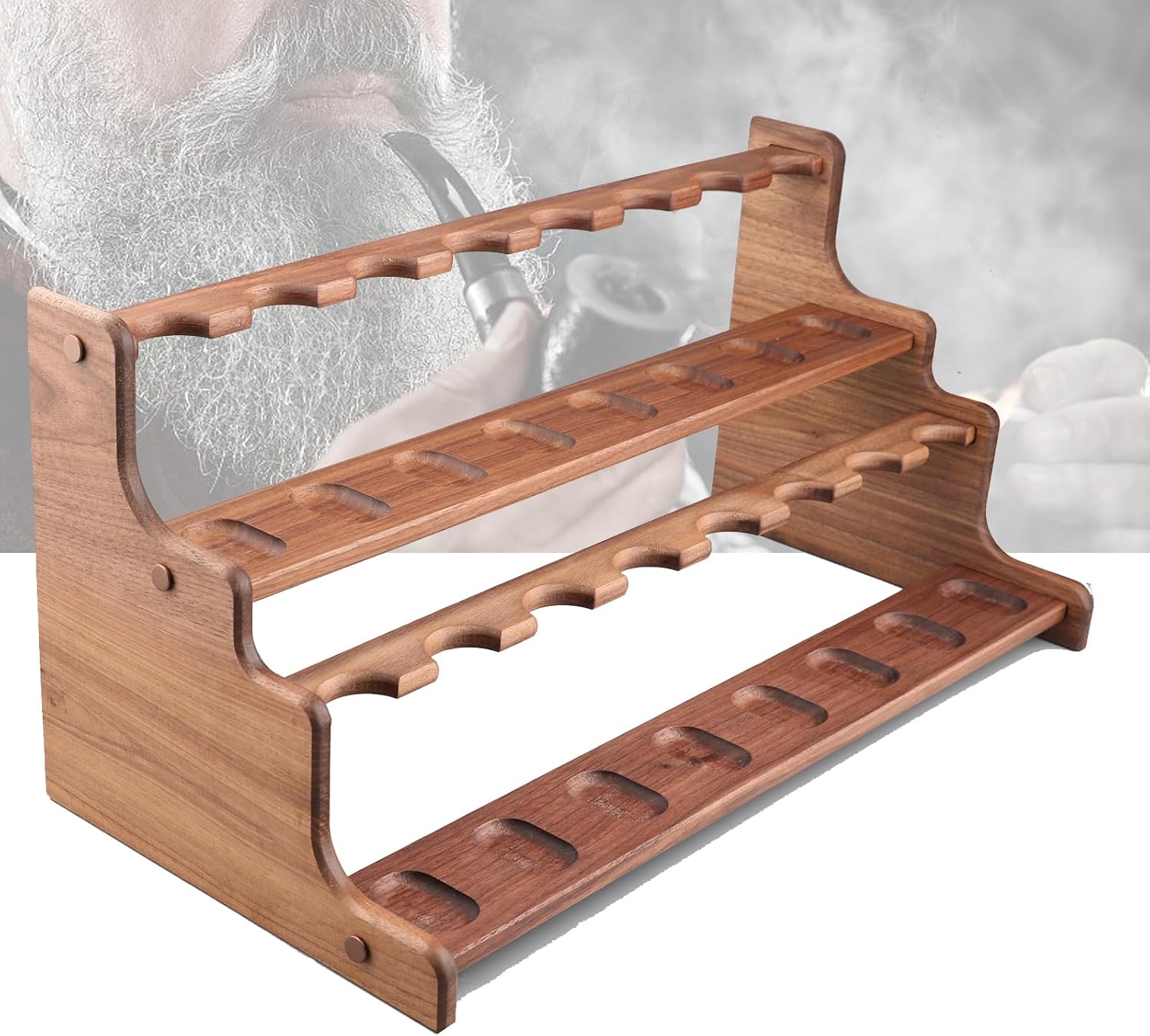 Smoking Pipe Accessories Wooden Pipe Stand, Smoking Pipes Rack Holder, Tobacco Pipe Stand, Family Home Pipe Accessories for 16 Smoking Pipe Display Holder