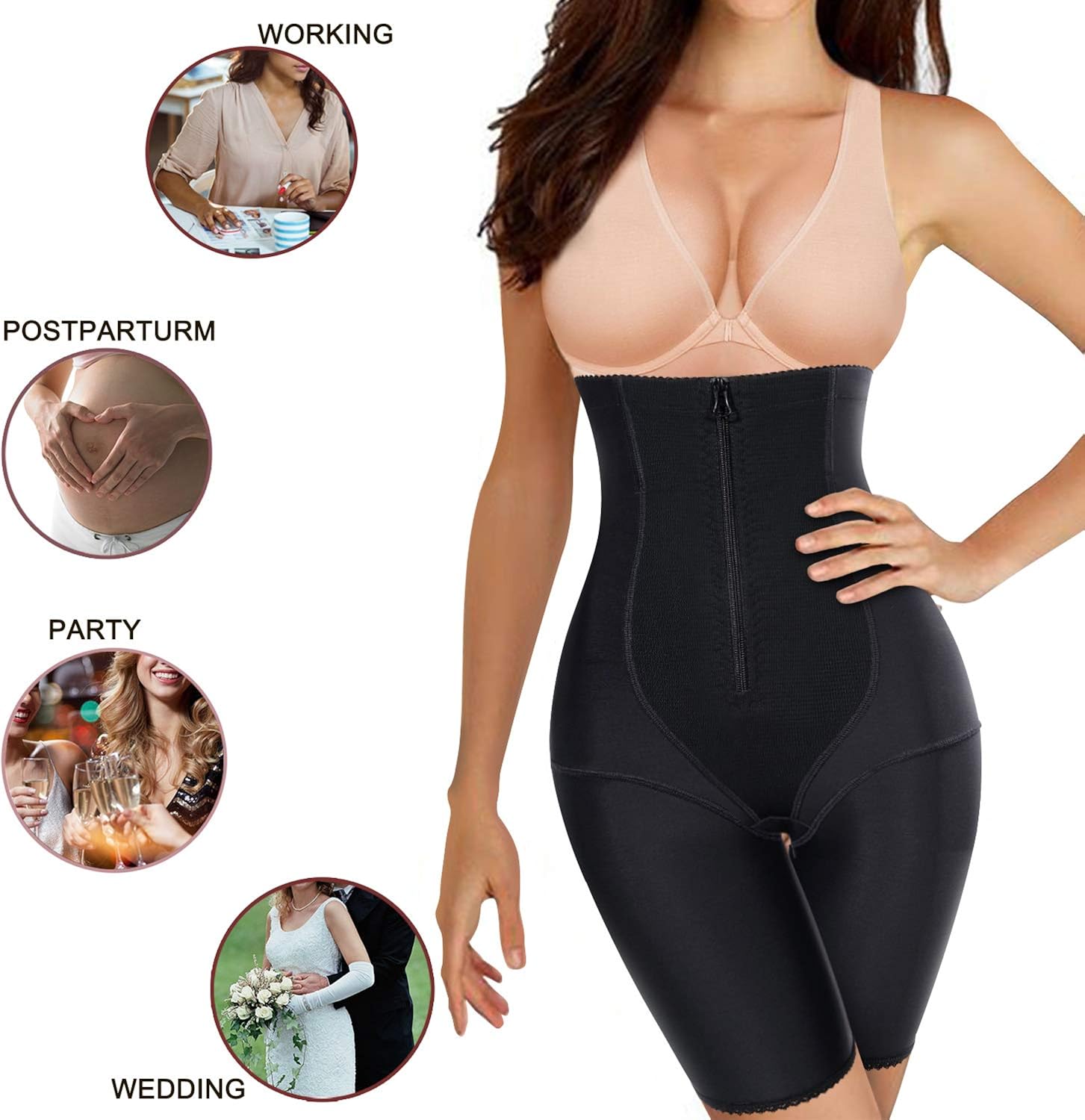 Nebility Women Waist Trainer Shapewear Zipper & Hook Body Shaper Shorts High Waist Butt Lifter Comfort Thigh Slimmer at  Women’s Clothing store
