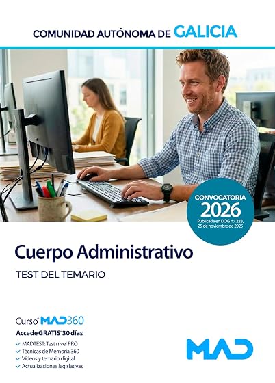 Cuerpo Administrativo de la Administración General de la Comunidad Autónoma de Galicia. Test del temario
